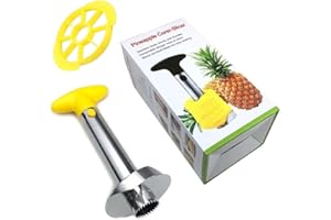 YUSHOW Pineapple Corer and Slicer Tool Combo，Premium Stainless Steel Pineapple Corer Remover，Stainless Steel Decorer Fruit Knife,Easy Core Remover，Easy Clean for Dishwasher Safe (Yellow)