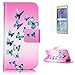 Produktbild CaseHome Samsung Galaxy J7 2016/J710 Stoßfest PU Leder Hülle (mit Frei Displayschutz) Mode Schön Zeichnung Muster Brieftasche Entwurf Bunt Buchstil Magnetverschluss Stand-Funktion mit Kreditkarten-Slots Premium Faux PU-Leder Schützend Fall Abdeckung Haut Schale für Samsung Galaxy J7 2016/J710-Blau Schmetterlinge