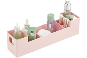 mDesign Medicine Box with Side Handles for The Bathroom – Stackable Pill Box with 7 Compartments for Medicines, Vitamins or Plasters – Medicine Organiser Made from BPA-Free Plastic – Light Pink