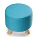 Produktbild Kreative Ottoman Hocker Holz Runde abnehmbare und waschbare Leinen Stoff ändern Schuhe Hocker Soft Hocker Short Pier (Farbe : Blau)