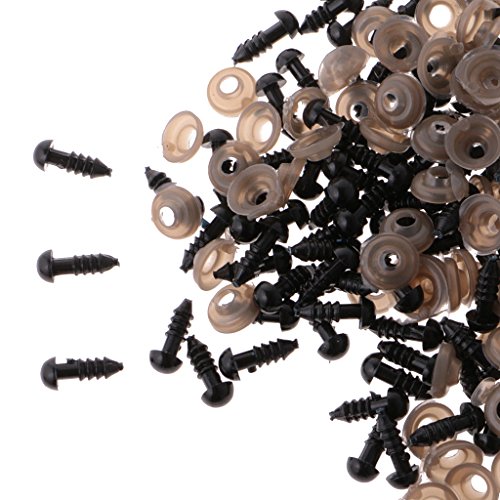 MagiDeal 100 Stück Teddyaugen Sicherheitsaugen Kunststoffaugen Puppe Augen 6mm / 8mm – Schwarz – 6mm - 5