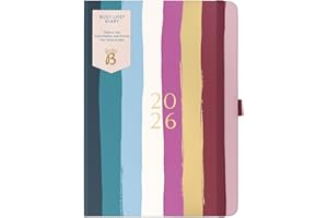 Busy B A5 2026 Diary - Busy Life Weekly Planner Journal – Life Diary for Students, Teachers, Work & More with Dual Schedules, Year Calendar, Pen Loop, Pockets & Elastic Closure Band - Multi Stripe