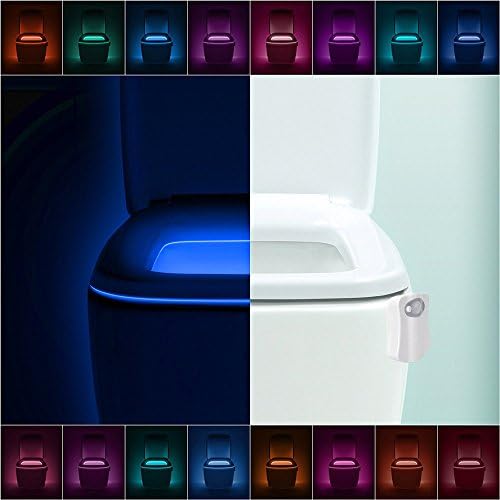LED Toilet Night light Auto Motion Sensor Toilet Bowl Lighting Seat Lamp for Bathroom Washroom PIR Motion Activated 16 Color Changing Battery Operated