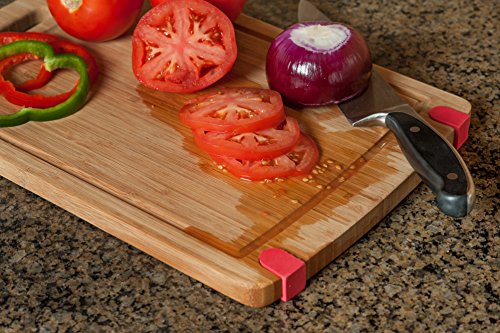 CC Boards Rutschfestes Bambus-Schneidebrett: Hölzernes Küchenbrett mit Griff, Saftrille und rutschfesten Ecken - 8