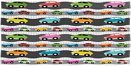 Redland Art Multicolor Cars Stripe Pattern Beach Towel 30" x 58"