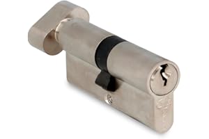 Amig - Cilindro de seguridad con muletilla - Cerradura para puertas - Bombín de Alta Seguridad - Incluye 3 llaves - Leva Larga - Plateado - Medidas: 70 (35-35 mm)