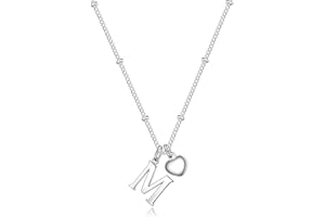 TINGN Herz Buchstaben Kette Mädchen - Sterling Silber Kette Damen Herz Charm Ketten Kinder Damen Buchstaben Ketten Silber Personalisierte Halskette Kinder Schmuck Weihnachtsgeschenke für Mädchen