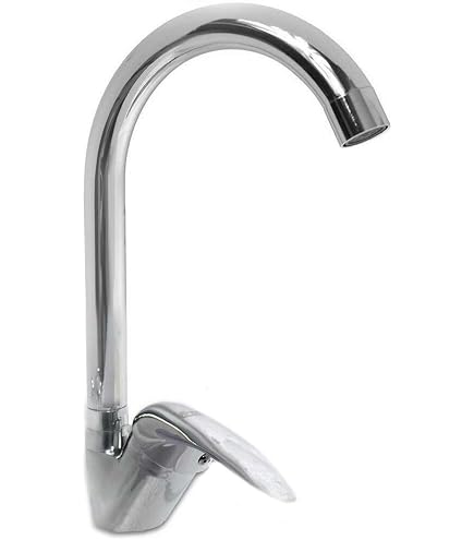 Vetrineinrete® Rubinetto Per Cucina A Canna Alta Quadrata – Miscelatore Orientabile Bianco Per Lavelli A Due Vasche, Con Flessibili Inclusi