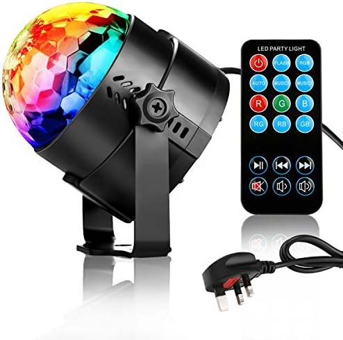 NIUBIEER Disco lights Glitter Ball 3W RGB LED Strobe Light Music Activated Party Lights Glitter Ball with Remote Control,Mini Mirror Ball Rotating Effective lighting for Home Birthday Party,KTV,Bar