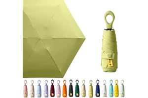 HUAMu Mini-Sonnenschirm für Reisen, Ringgriff, Beschichtungsschicht, Stoffblockierung, UV-Schutz, 99,9 %, kompakt, faltbar, leicht, klein, tragbar, Rucksack, Regen, Sonne, Herren, Damen, Kinder