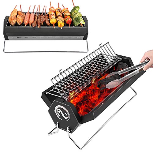 Andake Holzkohle Grill – Edelstahl faltbar Holzkohle BBQ Grill mit Tragetasche – Outdoor Garten Reise Camping Road Trip tragbaren Grill - 4