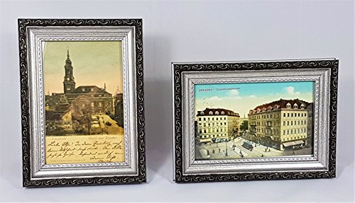 2er Set Fotorahmen Bilderrahmen 10x15 Antik Silber Rahmen Bilder mit Glasscheibe