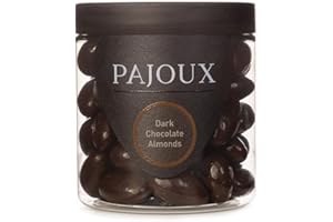 Pajoux Dark Chocolate Almonds (Small) 180g | Chocolate Almonds - Dark Chocolate Covered Nuts - Dark Chocolate Coated - Whole Almond Nuts - Palm Oil Free - Chocolate in a Gift Jar