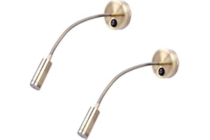 QEQ Flexible Wall Reading Lamp Bedside Reading Light, Minimalist LED Bed Reading Lamp Dimmable with Switch Headboard Wall Surface Mount Brushed Nickel(3W,Adjustable, Bronze,2-Packs),warmyellow
