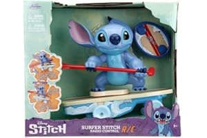 Jada - Stitch Surfer Radiocomandato di Disney - Personaggio che Gira a 360° - Si Raddrizza da Solo - con Licenza Ufficiale - A partire da 3 Anni