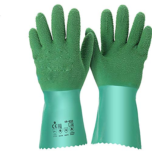 détail DYHQQ Gants de soudage, Gants en Cuir pour Cuir, résistant à la Chaleur et au feu, Mitaines de 16 Pouces pour Mig, Soudeur Tig, grillades, Barbecue, Four, cheminée, poêle