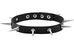 Manfnee Bracelet Choker Punk Gothique Manchette Ras de cou Rivet Clou Spike Homme Femme Réglable