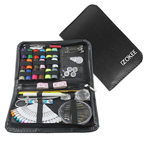IZOKEE Nähset Nähzeug Nähfaden Nähgarn Nähnadeln Nähzubehör für Zuhause, Reise, Anfänger Nähset, mit Schwarzer Ledertasche - 4