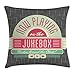 Produktbild fengxutongx Jukebox Throw Pillow Cushion Cover, Charcoal Grey Backdrop with 50s Inspired Radio Music Box Image, Decorative Square Accent Pillow Case, 18 X 18 Inches, Mint Green Hot Pink and White