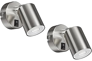 ledscom.de 2 focos de pared WAIKA, de una llama, con interruptor, GU10, cromo mate, incl. lámpara LED GU10 (blanco cálido, 5.473W, 468lm, 30°)