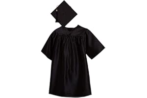 NCENGLINGS Abschluss Gown Kinder Einfarbig Reißverschluss Kinder Bachelor Kleid Langarm Tops Talar mit Hut Graduation Robe Bachelor mit Quaste für kirchliche Aktivitäten Graduation Chor Klerus Gewand Kanzel