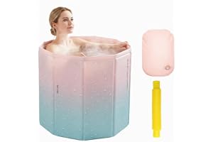 YTACREA Vikbart mobilbadkar för vuxna, bärbart fristående badkar för varmt bad och isbad, hopfällbart badkar badtunna badtillbehör för dusch spa bastu, balkong, utomhus, 70 x 65 cm