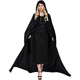 Myir JUN Mantello con Cappuccio Velluto, Adulto Bambini Halloween Mantelli Lungo Halloween Costume Unisex Strega Wicca (L, Ne