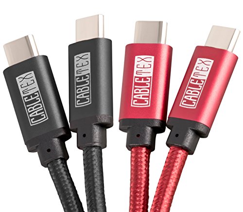USB C Kabel auf USB 3.0 Typ C Set [2 Stück] 1M Ladekabel Nylon Textilkabel Datenkabel für USB 3.1 Computer und Smartphones wie Nexus 5X, 6P, OnePlus 2, OP 3, HTC 10, MacBook Pro und viele mehr - ROT & SCHWARZ
