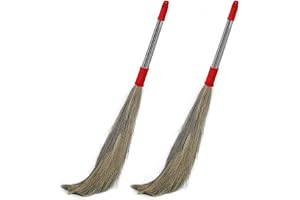 Magic Providers 350 Gram Natural Grass Broom Stick for Home Cleaning Phool Jhadu with 50 cm Long Handle Housekeeping & Cleaning Supplies Product for House & Office - Random Color - Pack of 1, marble