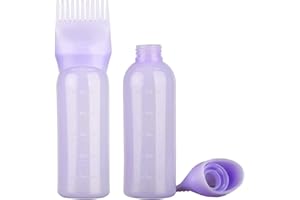 GUNWON 2pcs Root Comb Applicator Bottle Hair Dye Applicator Brush,Hair Oil Applicator Bottle for Hair Dye Bottle Applicator Brush with Graduated Scale,Oil Comb Hair Tool Applicator Brush Bottle (6 OZ,Purple)