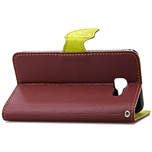 Samsung Galaxy A5 2016 Hülle,Schutzhülle,Galaxy A5 Handyhülle Schutzhülle,Yica Leder Wallet Tasche Brieftasche Schutzhülle, Blumen Muster PU Lederhülle Flip Hülle Case für Samsung Galaxy A5 2016 (Braun) - 5