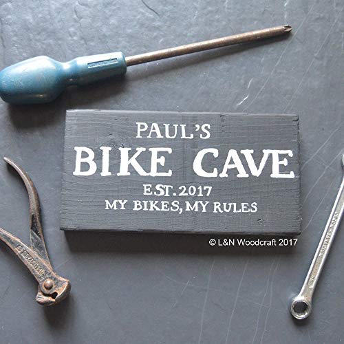 Personalised Bike Cave Wooden Sign | Motorbike | Shed | Est. Year | Plaque | My Bike My Rules | Father's Day | Grandad | Gift | Husband | Dad | Daddy | Present | Garage