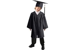 JiJiRuDU Abito da Laureato Set Toga Laurea Per Bambini Asilo Costumi Laurea e Tocco Cappello Laurea Costume da Laureato per Bambini Studenti Elementare Medi Linea Costume Travestimento 4-10 Anni