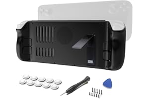 DRAGON SLAY Replacement Rear Shell Back Plate for Valve Steam Deck – Enhanced Ventilation – Black (With Kickstand)