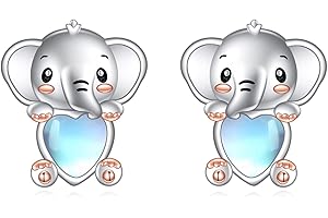 YAFEINI Pendientes de piedra lunar para mujer y niña, plata de ley 925, koala/gato/búho/vaca/murciélago/cerdo, pendientes de animales, regalo de piedra lunar