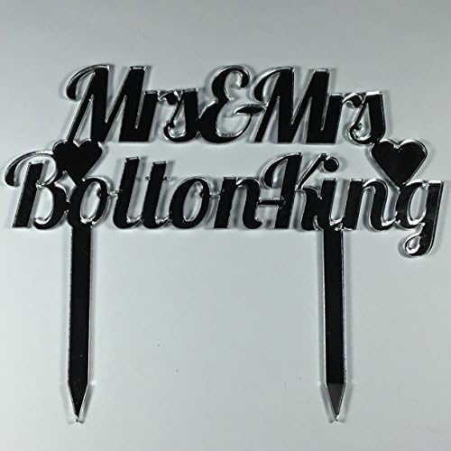 Large Wedding Cake Topper Silver Mrs & Mrs Personalised Same Sex Lesbian