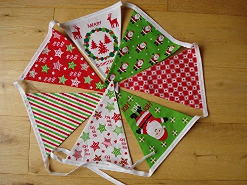 Seven Flag Christnas Cotton Double Sided Bunting For Decoration