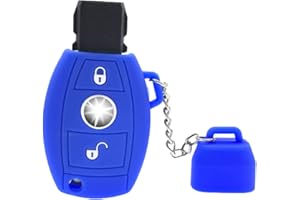 DESCONOCIDO Nordecco - Funda protectora de silicona compatible con Mercedes Modelo A B G CLA GLA VITO W176 W246 AMG, 2 botones, copa superior, llavero (azul)