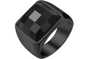 GoldChic JEWELRY Bague Solitaire Homme en Acier Inoxydable/Plaqué Or, Chevalière avec Pierre Bleue/Noire en Cristal, 8 Tailles Disponibles