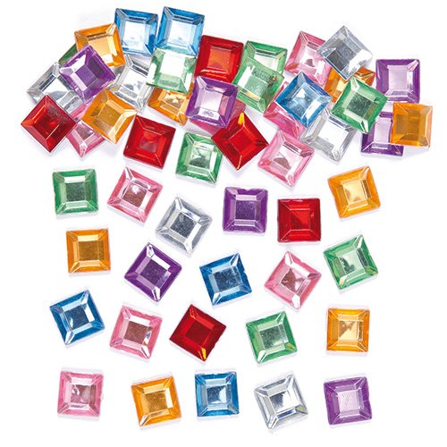 Baker Ross Self-Adhesive Square Acrylic Jewels Value Pack for Kids' Crafts and Art Projects, Cards, Party Bags, and Decorations (Pack of 240)