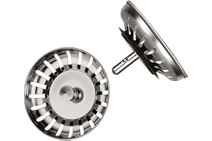 Schläfer 439722 - Lot de 2 bacs d'évier de 3,5" pour excentrique 83 mm en acier inoxydable - Passoire d'évier avec fonction bouchon - Pièce de rechange - Passoire d'évier de cuisine