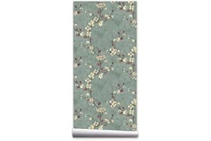 TAOGIFT European Style Peel and Stick Vintage Floral Wallpaper Removable Self Adhesive Vinyl Floral Shelf Liner Contact Paper for Walls Furniture Cabinets Dresser Drawer Decal 17.7x117 Inches (Light Green)