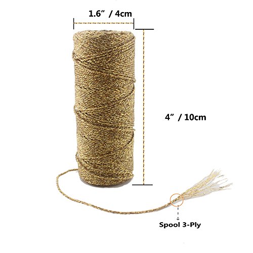 ipalmay 100 m Bäckergarn Metallic Spule 3-lagig für DIY Handwerk Arts oder Geschenkverpackungen - 2