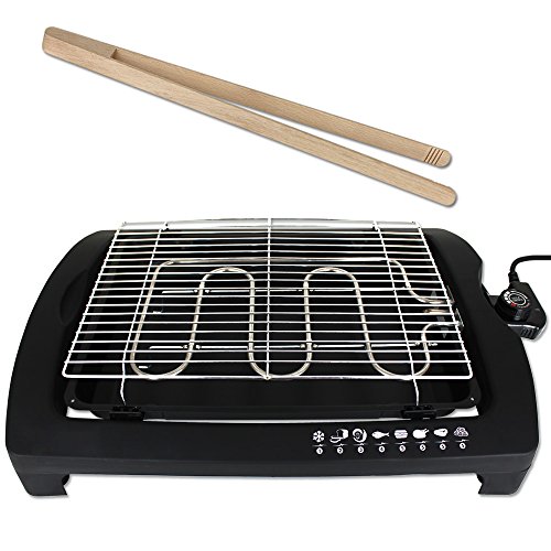 Elektronischer Tisch-Grill mit Grillzange - Elektrogrill 2000 Watt - BBQ Partygrill - Campinggrill