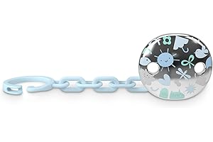 Suavinex Clip Porta Succhietto per Neonati +0 Mesi, Effetto Metallizzato Argento, Blu