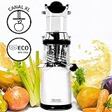 Licuadora con sistema de prensa fría que extrae más zumo a frutas y verduras, manteniendo sus propiedades naturales y evitando la oxidación; sistema de prensado en frío slow juicer, con velocidad lenta de 45 rpm, extrae el jugo con presión suave en frío