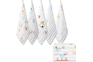 Norinori Baby Washcloths Muslin Cloths - Muslin Squares hanky Soft Reusable Newborn Face Towels 6Pack 100% Cotton 10"X10" 6Layers Baby Wash Cloths for Boys Girls Great Shower Gift