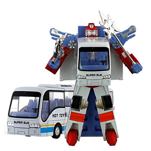 Fajiabao Boys Hot Toys Transformers Distortion Bus One-Step Changer Transform Into Super Bus Kids Gifts(white)