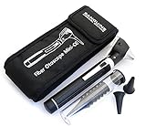 Mini ENT Otoscope, Complete Set - Fiber Optic Medical Diagnostic Otoscope, Black + Carry Pouch