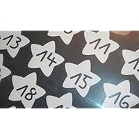 Bügelbilder-Set, 24 Motive je4,8x4,3cm, Motiv: Adventskalenderzahlen 1-24 zum bügeln, Farbe: weiß, heißsiegelfähige Flockfolie auf Basis von Viskosefasern